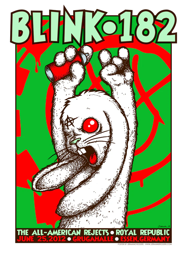 Blink 182 Germany 6.25.12 - 12/100 - White Stock