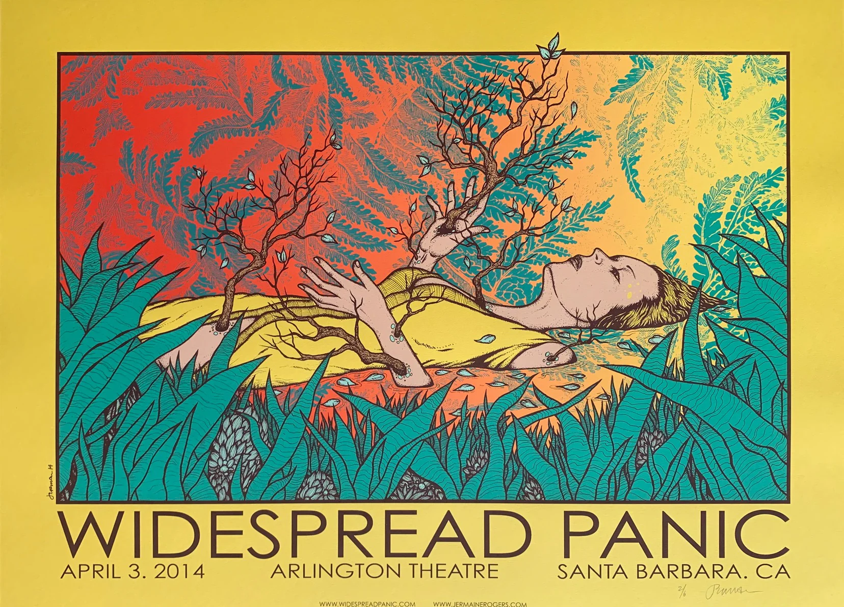 Widespread Panic Santa Barbra, CA 4.3.14 - RARE 2/6 - Yellow Stock